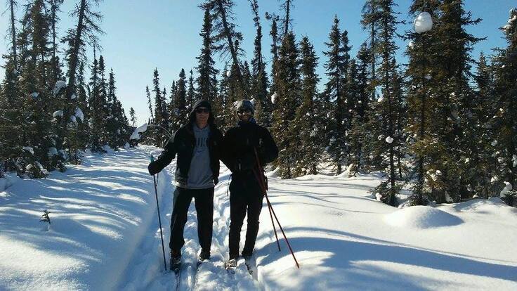 Skiing on a customized winter tour in Fairbanks